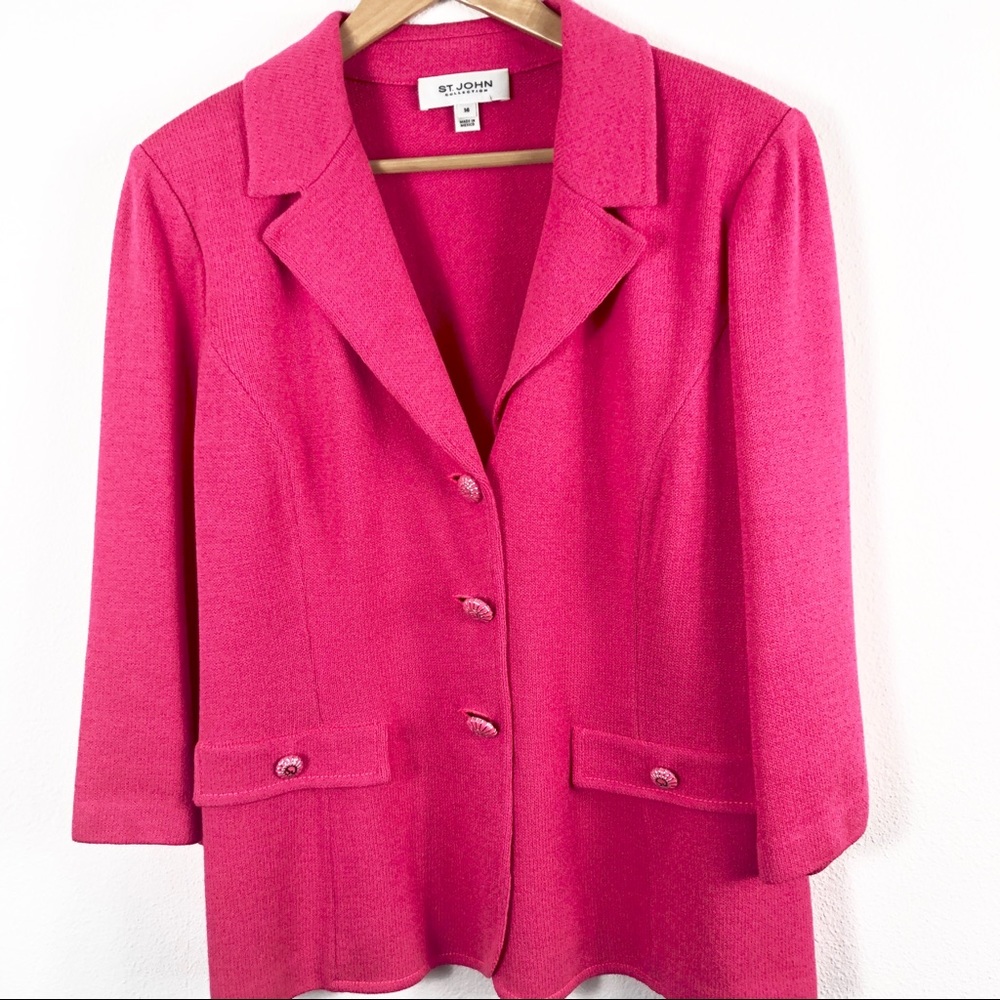 ST. JOHN COLLECTION Passion Pink knit blazer - Picture 1 of 3